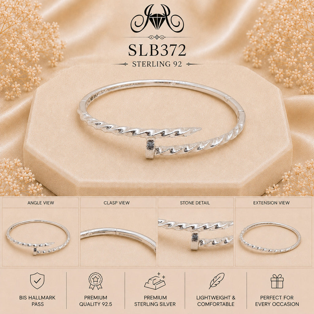 SLB372 sterling silver ladies kada bracelet collage views