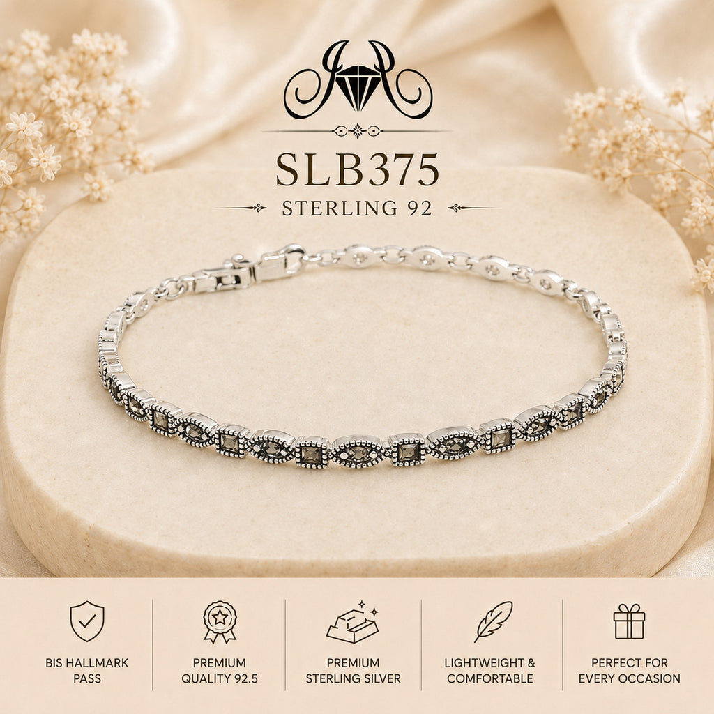 SLB375 92.5 sterling silver ladies chain bracelet portrait