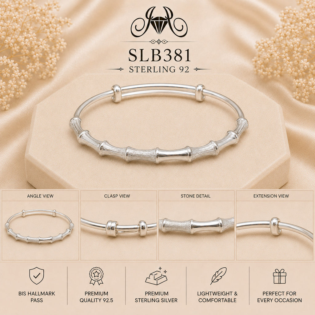 SLB381 sterling silver ladies kada bracelet collage views