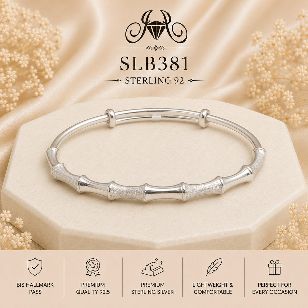 SLB381 sterling silver ladies kada bracelet portrait view