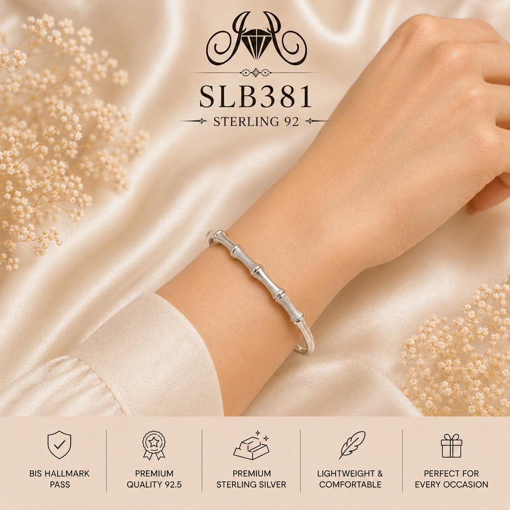 SLB381 sterling silver ladies kada bracelet wearing view