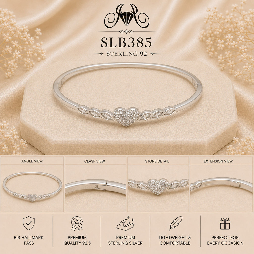 SLB385 sterling silver ladies kada bracelet collage views