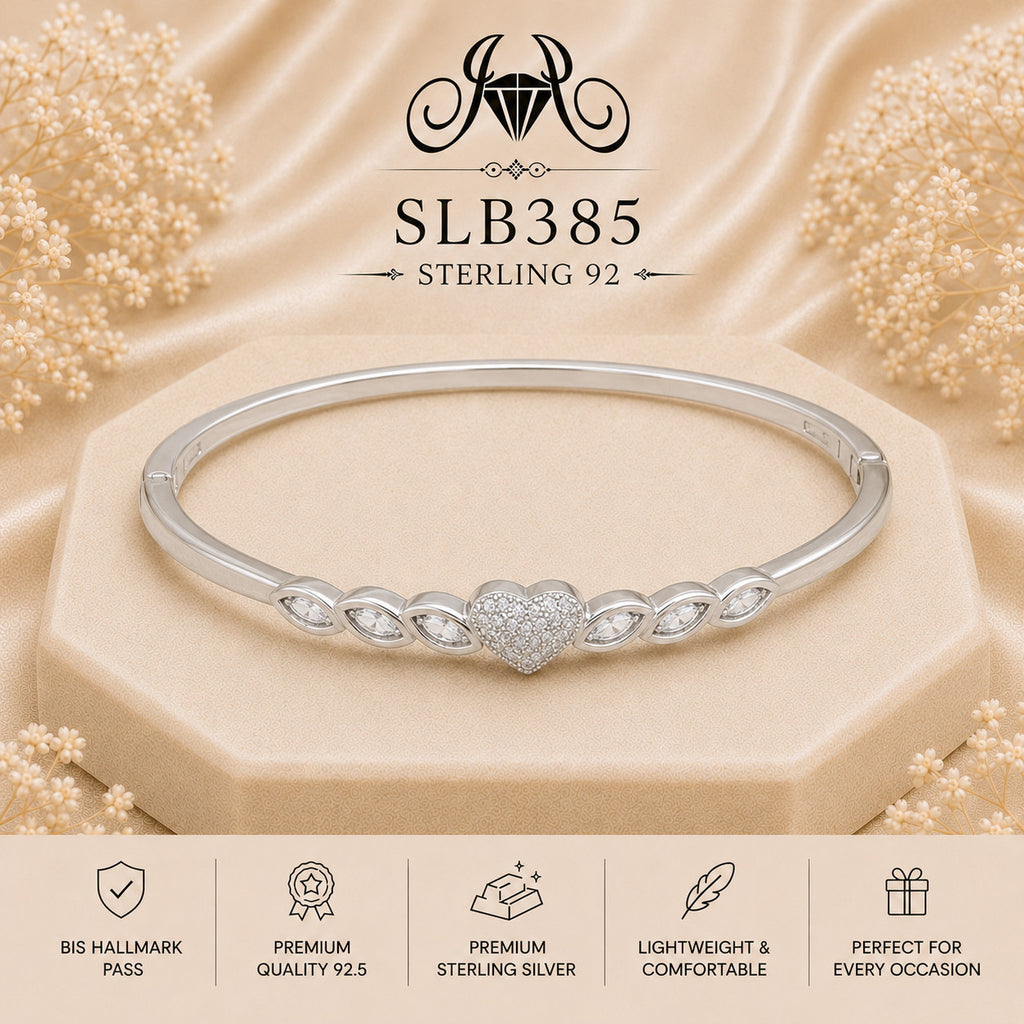 SLB385 sterling silver ladies kada bracelet portrait view