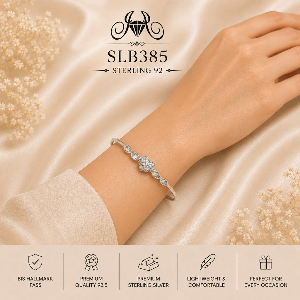 SLB385 sterling silver ladies kada bracelet wearing view