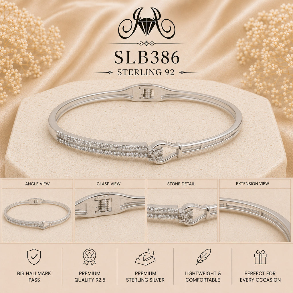SLB386 sterling silver ladies kada bracelet collage views