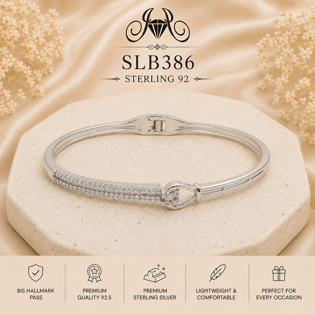 SLB386 sterling silver ladies kada bracelet portrait view