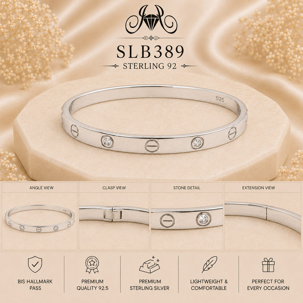 SLB389 sterling silver ladies kada bracelet collage views