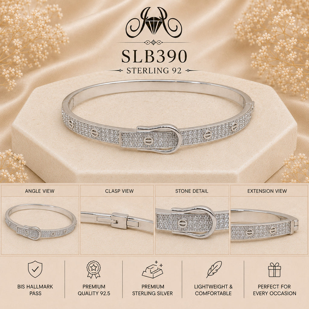 SLB390 sterling silver ladies kada bracelet collage views