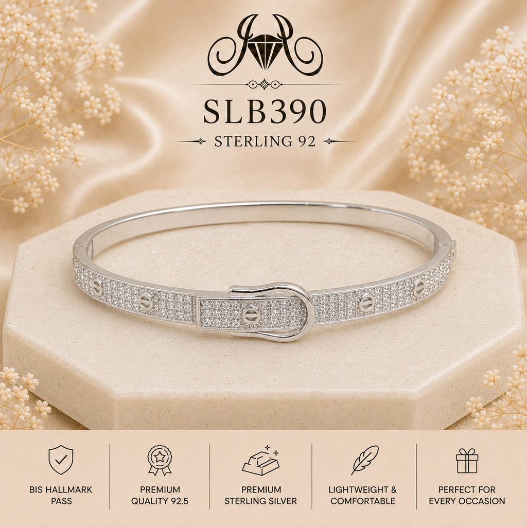 SLB390 sterling silver ladies kada bracelet portrait view