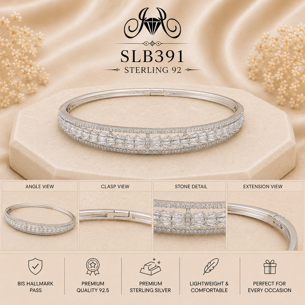 SLB391 sterling silver ladies kada bracelet collage views