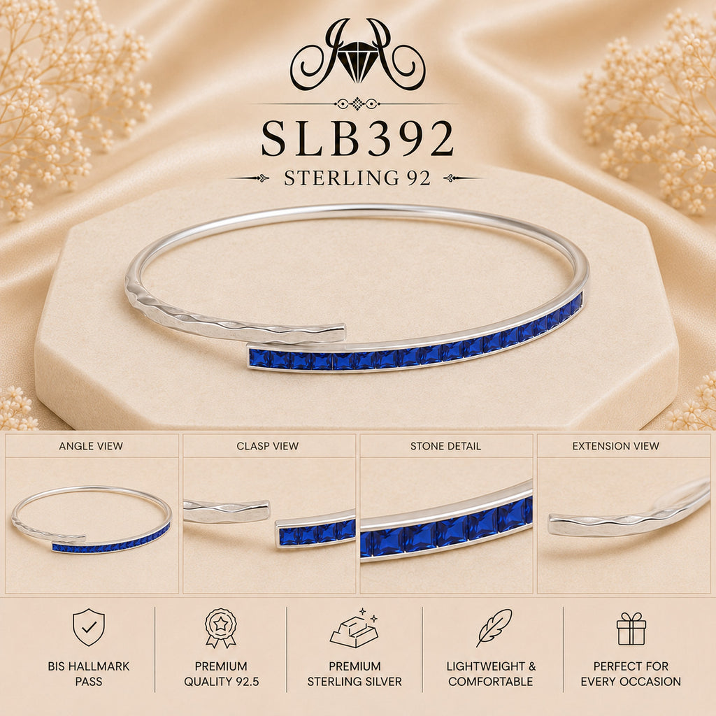 SLB392 sterling silver ladies kada bracelet collage views