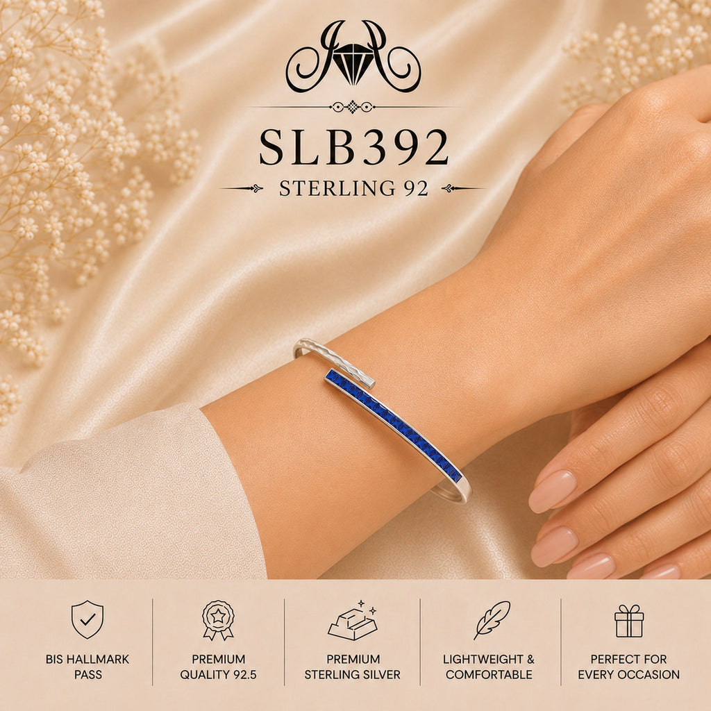 SLB392 sterling silver ladies kada bracelet wearing view