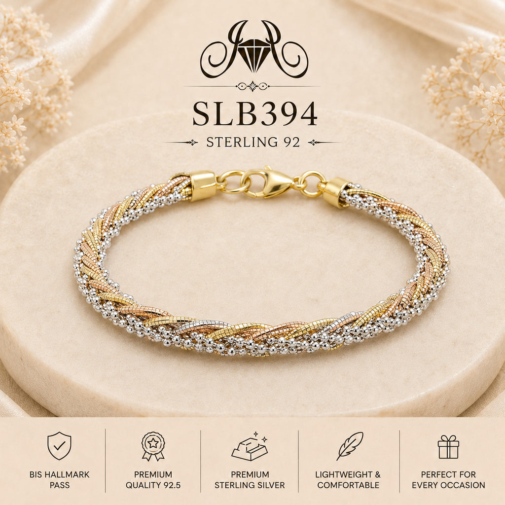 SLB394 92.5 sterling silver ladies chain bracelet portrait
