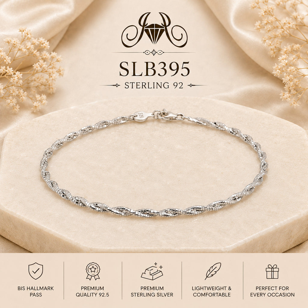 SLB395 92.5 sterling silver ladies chain bracelet portrait