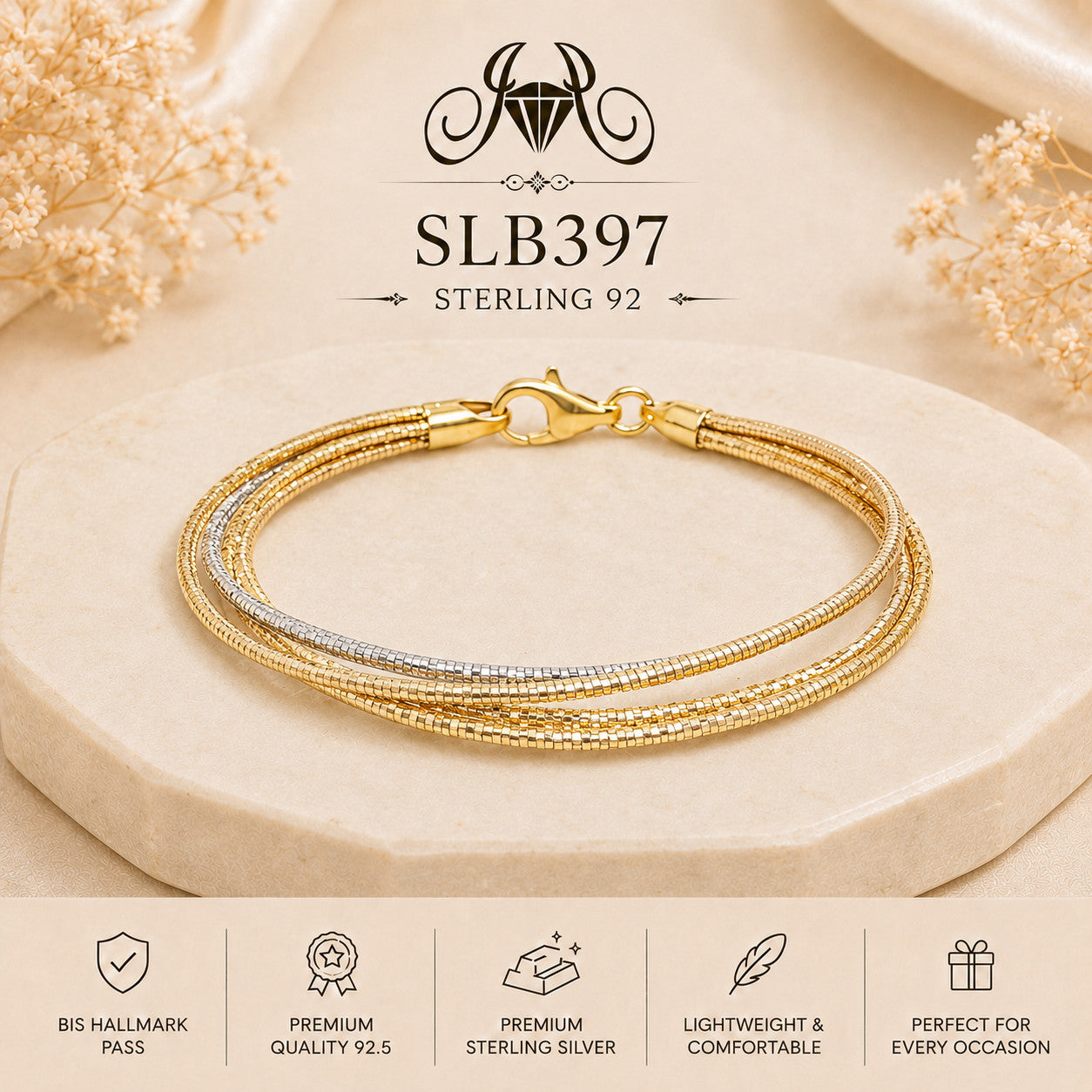 SLB397 92.5 sterling silver ladies chain bracelet portrait
