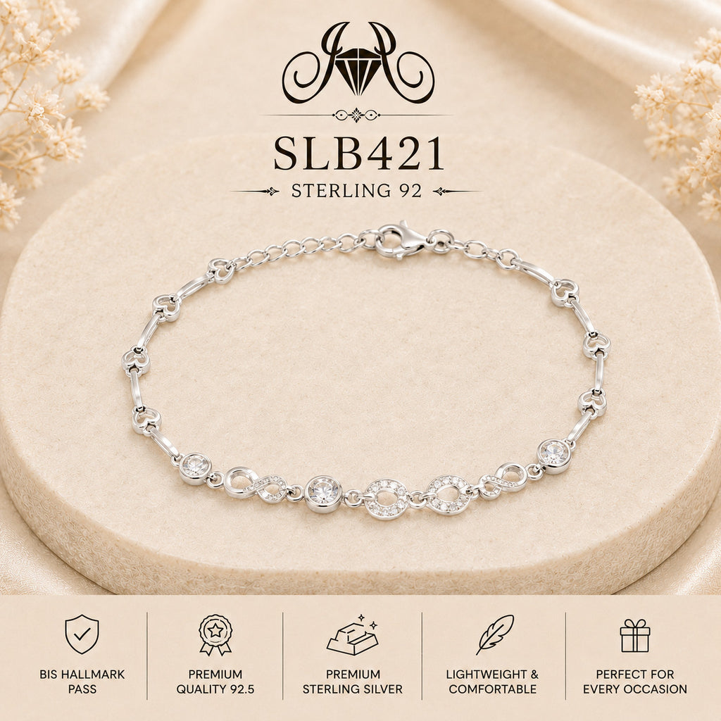 SLB421 92.5 sterling silver ladies chain bracelet portrait