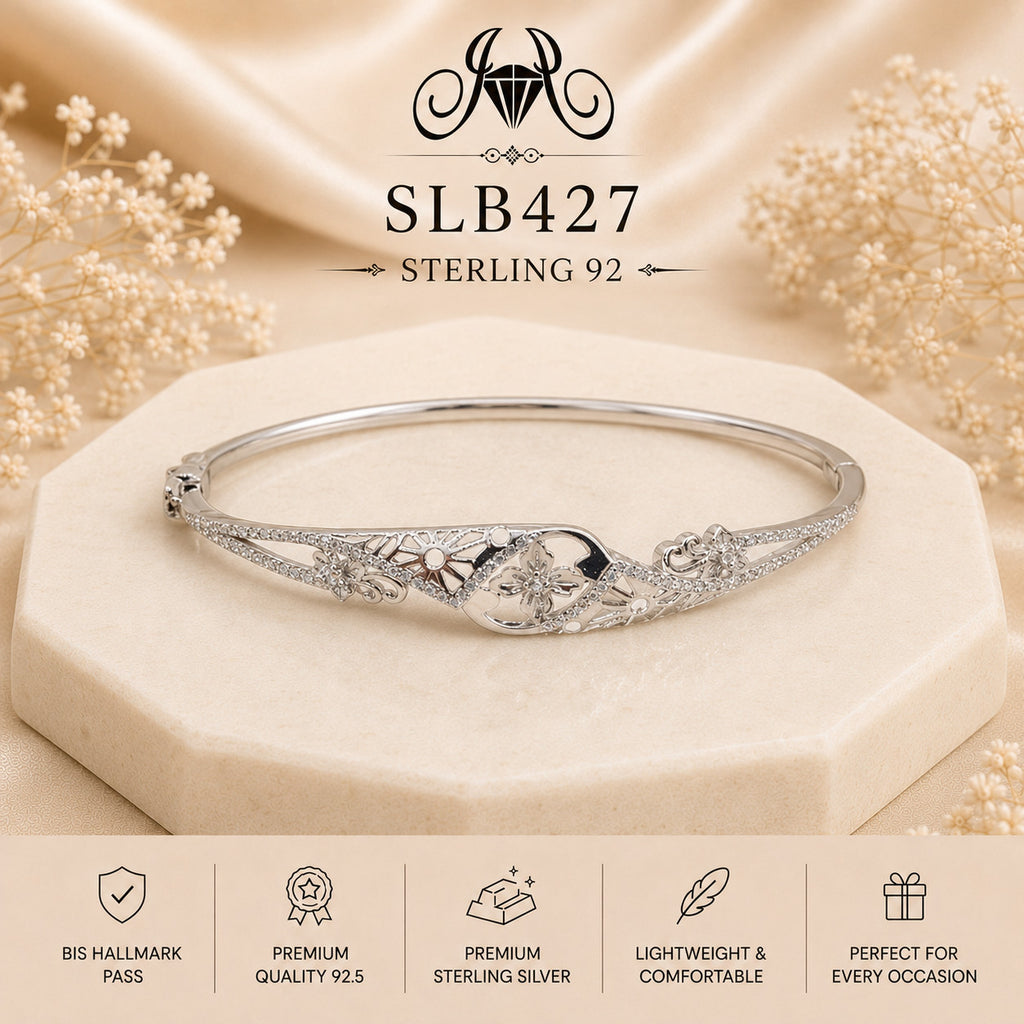 SLB427 sterling silver ladies kada bracelet portrait view