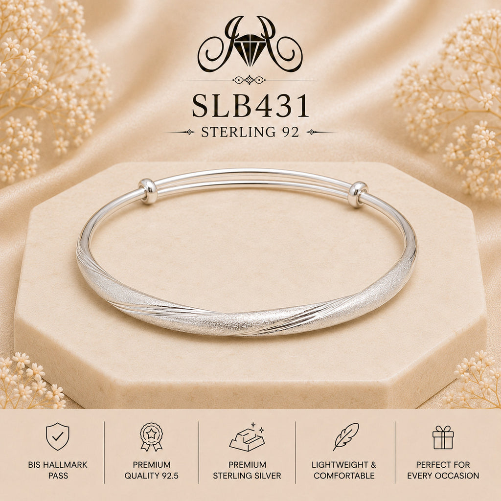 SLB431 sterling silver ladies kada bracelet portrait view