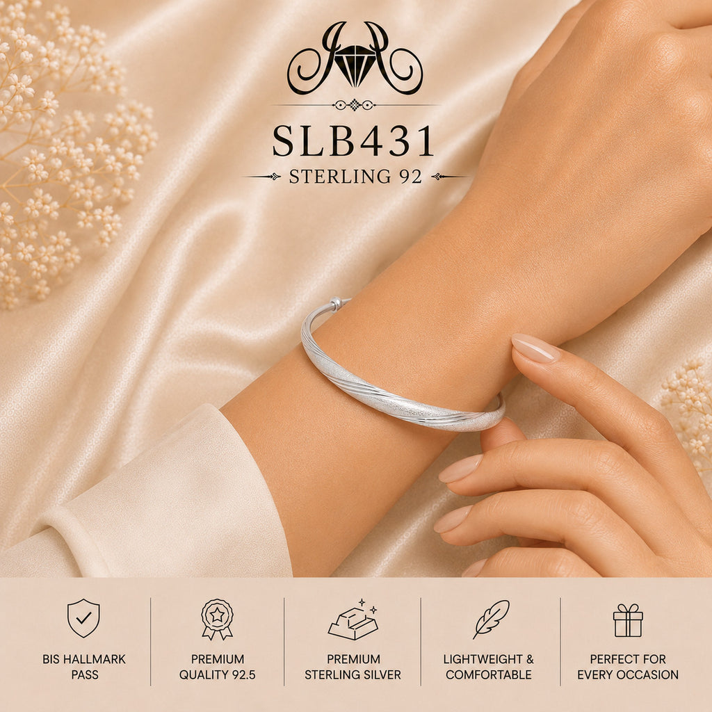 SLB431 sterling silver ladies kada bracelet wearing view