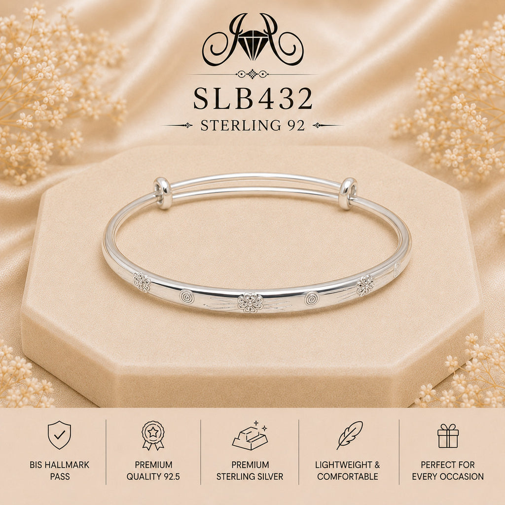 SLB432 sterling silver ladies kada bracelet portrait view