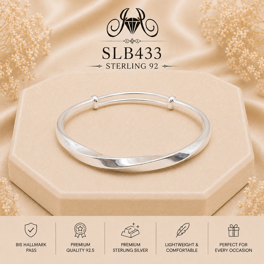 SLB433 sterling silver ladies kada bracelet portrait view