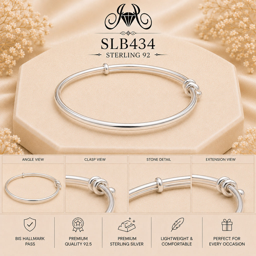 SLB434 sterling silver ladies kada bracelet collage views