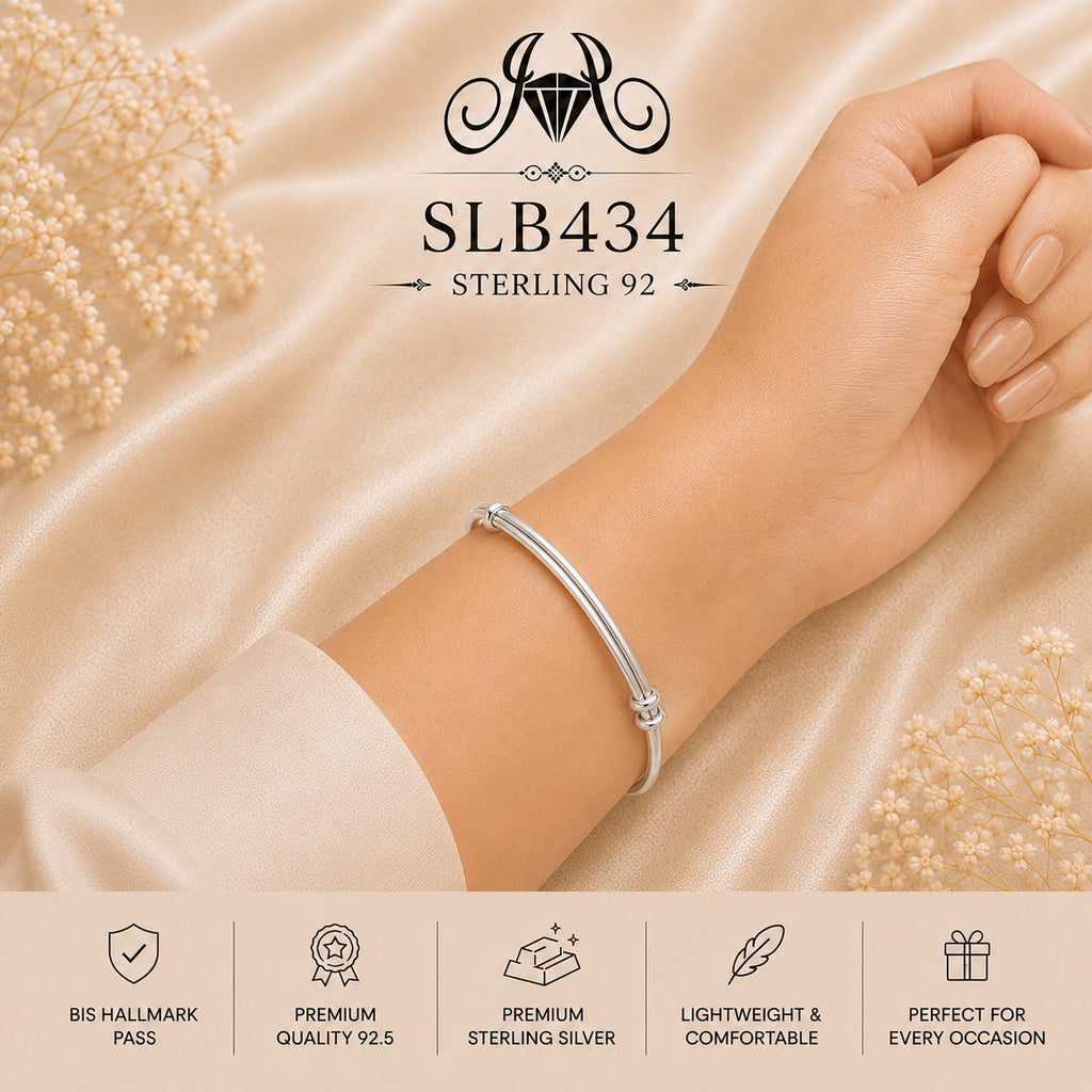 SLB434 sterling silver ladies kada bracelet wearing view