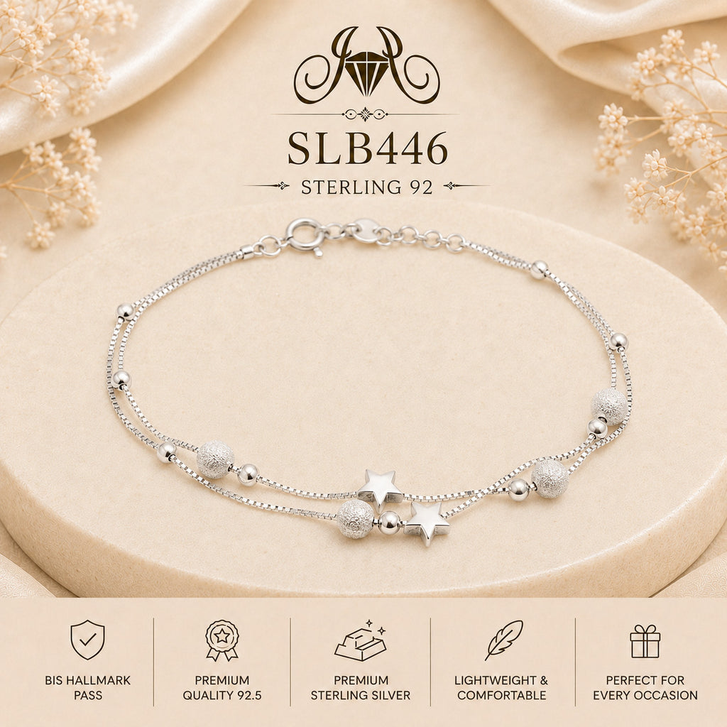 SLB446 92.5 sterling silver ladies chain bracelet portrait