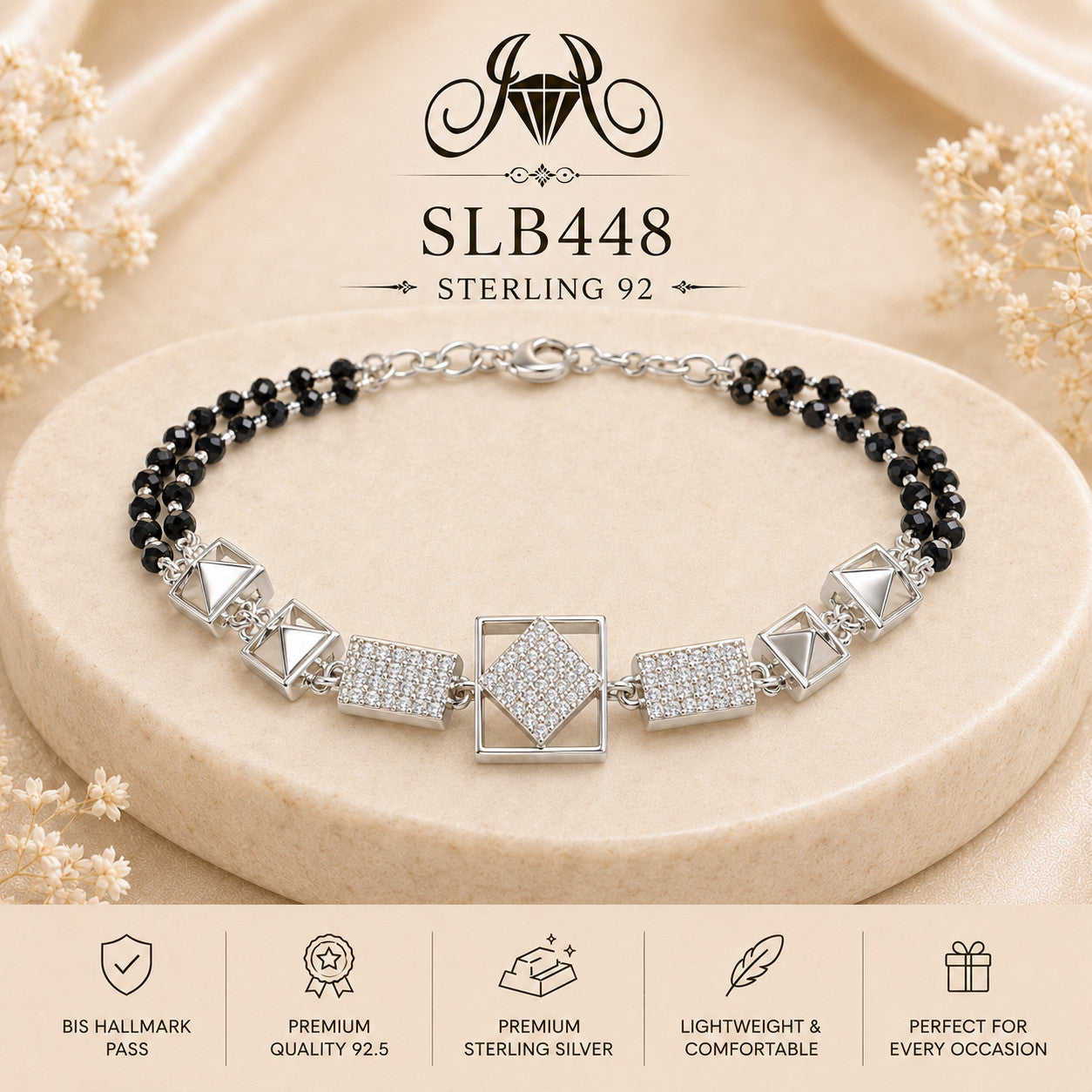 SLB448 92.5 sterling silver ladies chain bracelet portrait