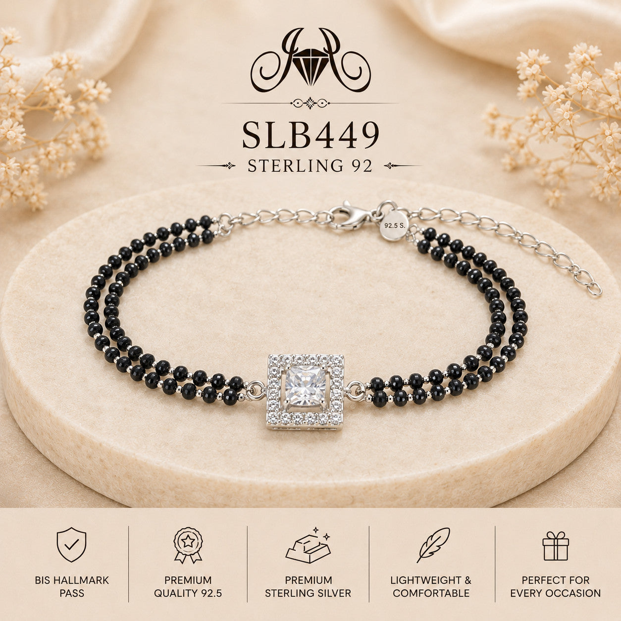 SLB449 92.5 sterling silver ladies chain bracelet portrait
