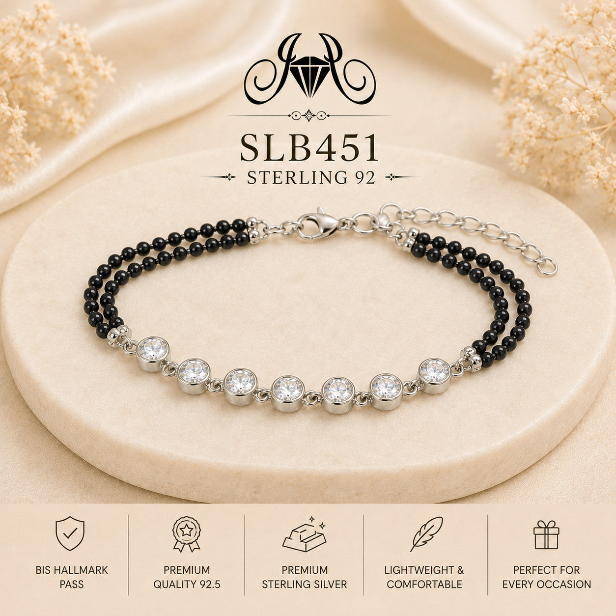SLB451 92.5 sterling silver ladies chain bracelet portrait