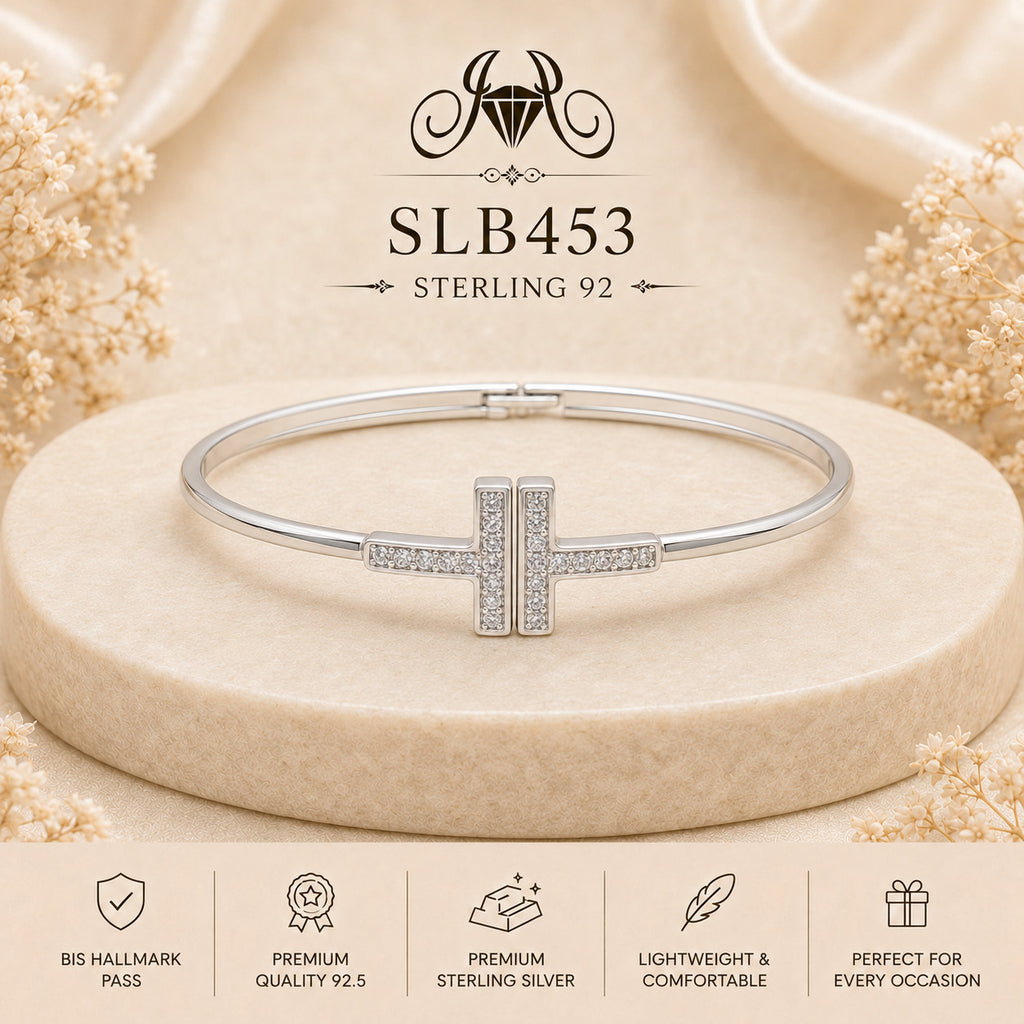 SLB453 sterling silver ladies kada bracelet portrait view