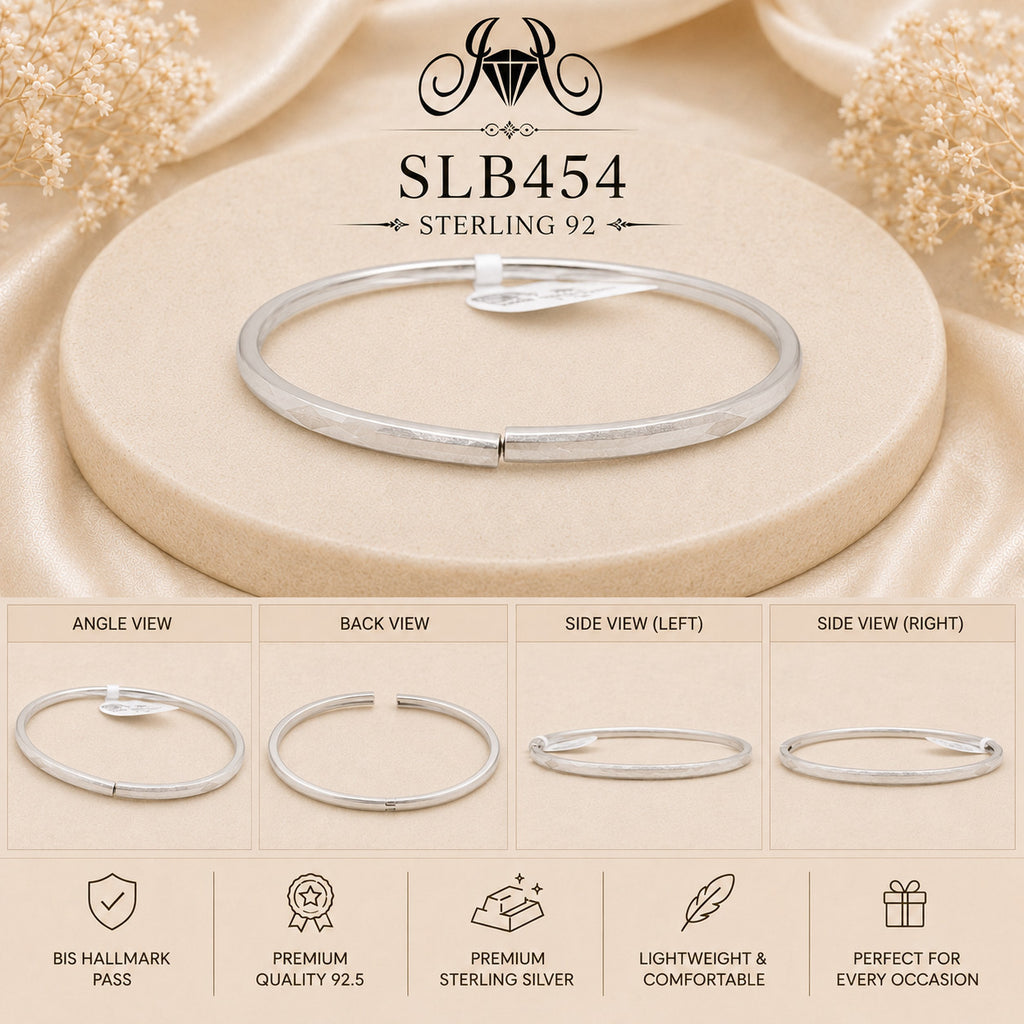 SLB454 sterling silver ladies kada bracelet collage views