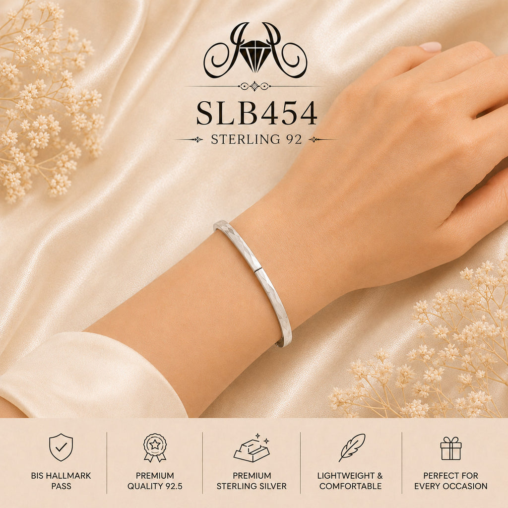SLB454 sterling silver ladies kada bracelet wearing view