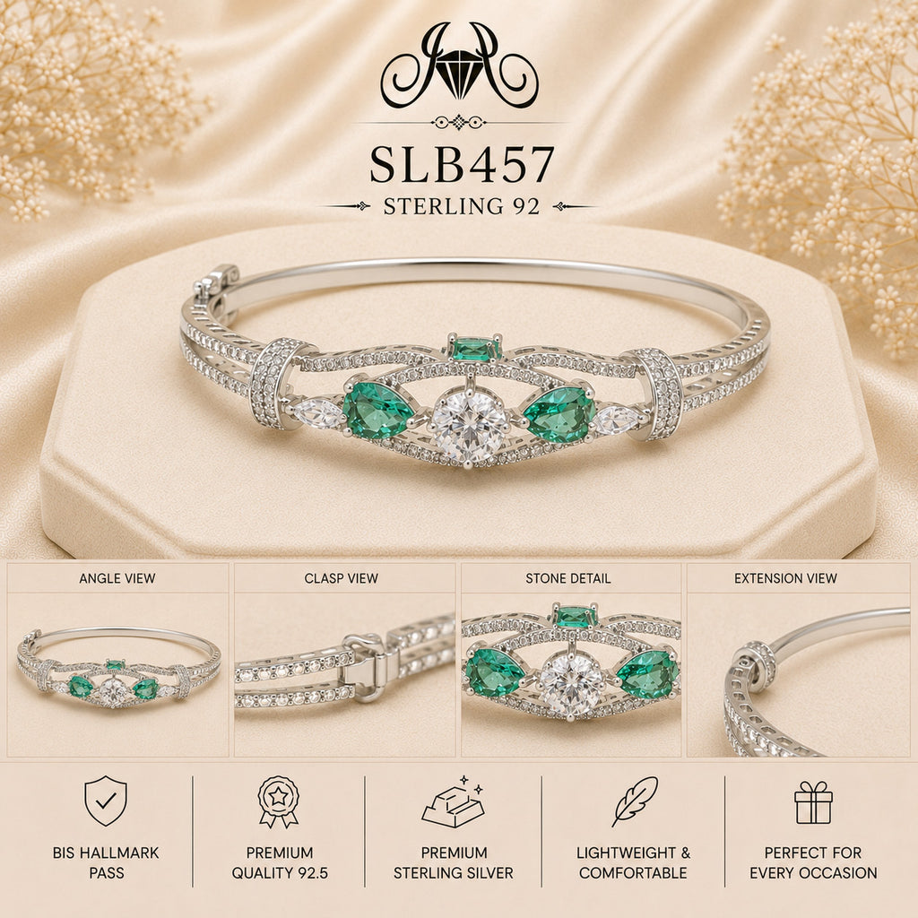 SLB457 sterling silver ladies kada bracelet collage views