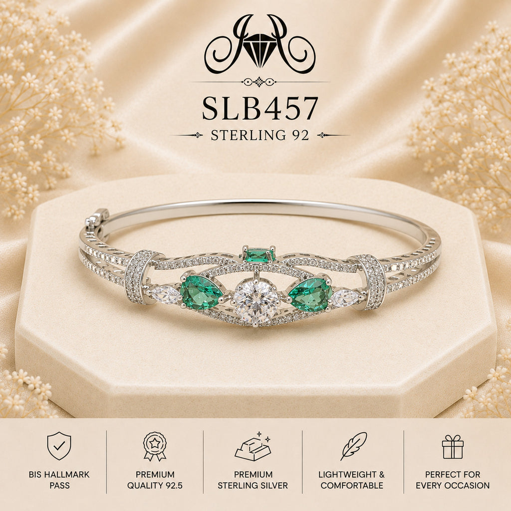 SLB457 sterling silver ladies kada bracelet portrait view