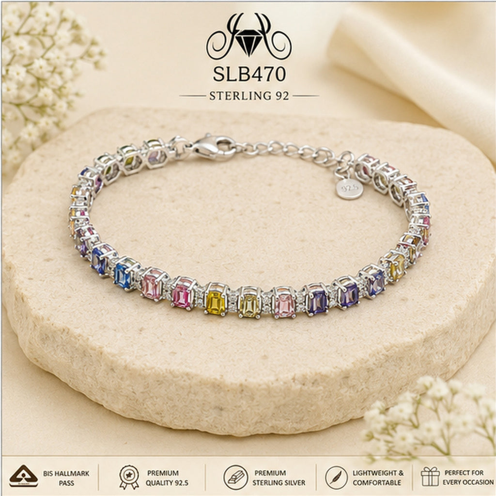 SLB470 92.5 sterling silver ladies chain bracelet portrait