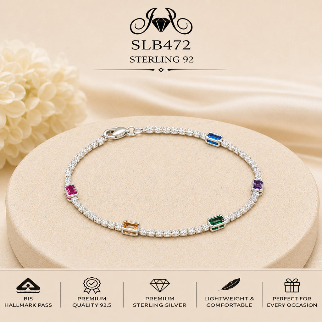 SLB472 92.5 sterling silver ladies chain bracelet portrait