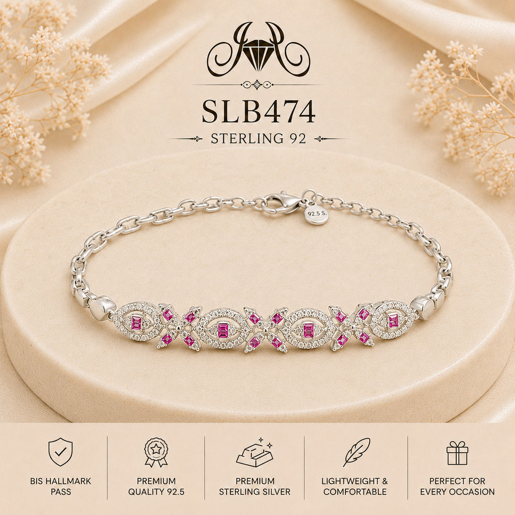SLB474 92.5 sterling silver ladies chain bracelet portrait
