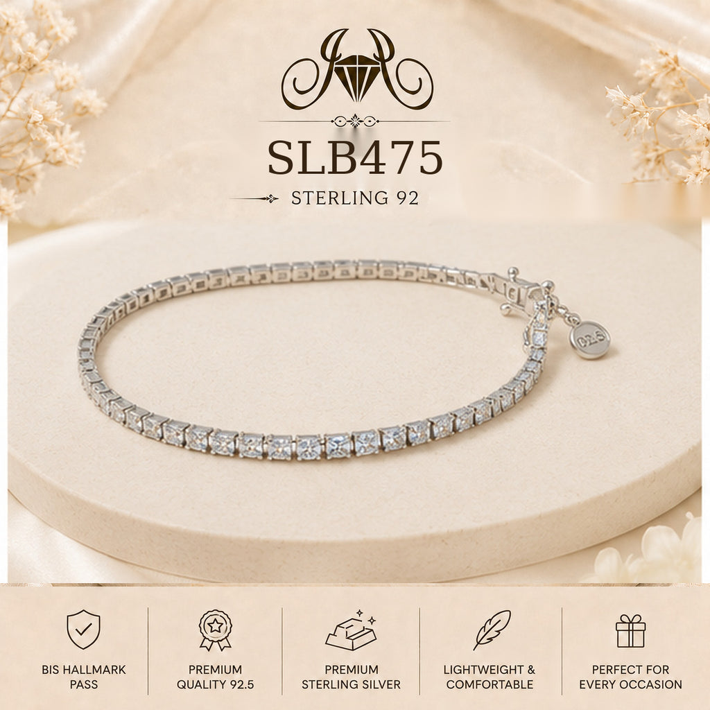 SLB475 92.5 sterling silver ladies chain bracelet portrait