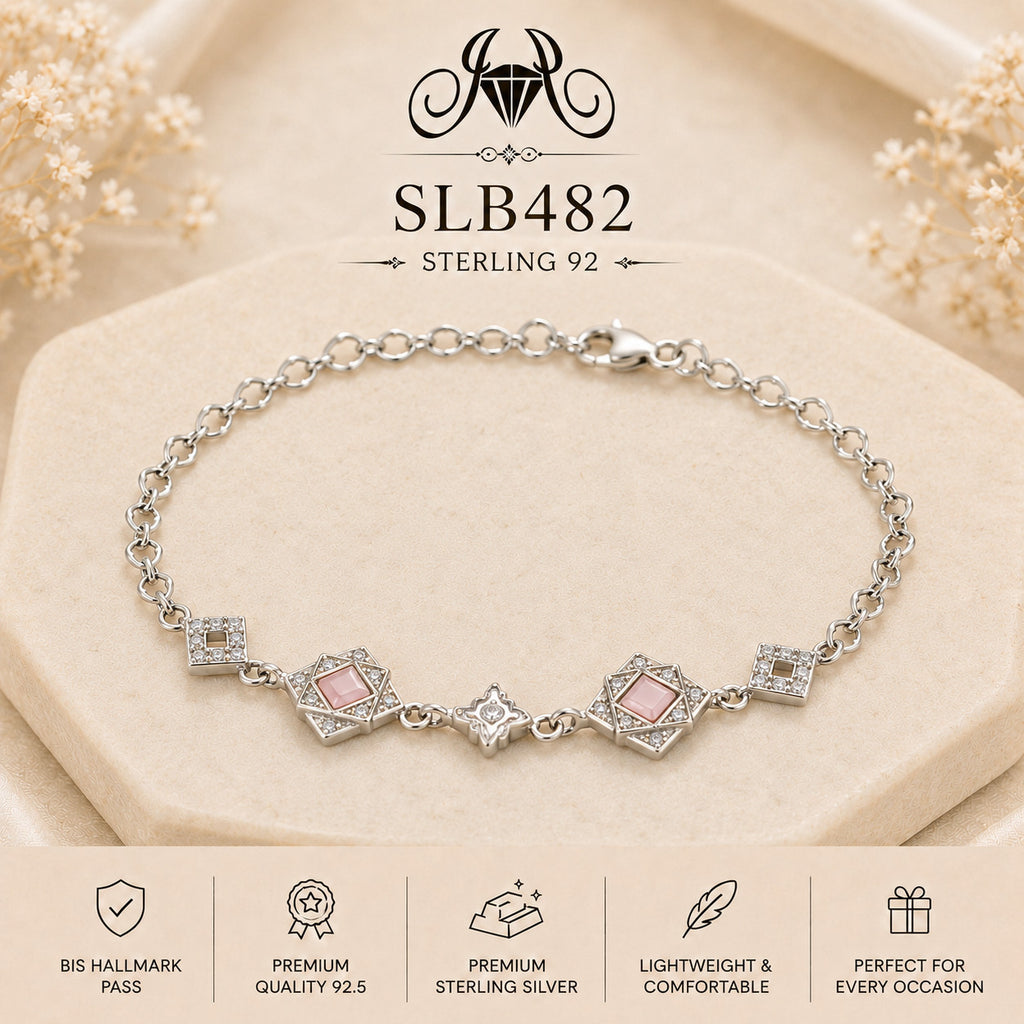 SLB482 92.5 sterling silver ladies chain bracelet portrait