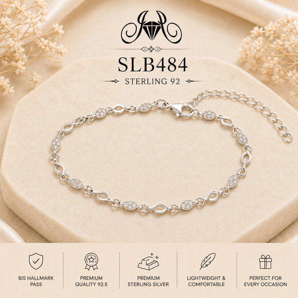 SLB484 92.5 sterling silver ladies chain bracelet portrait