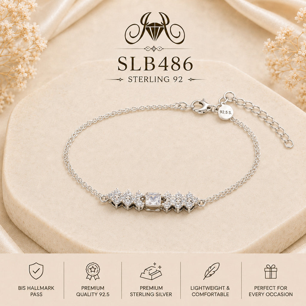 SLB486 92.5 sterling silver ladies chain bracelet portrait