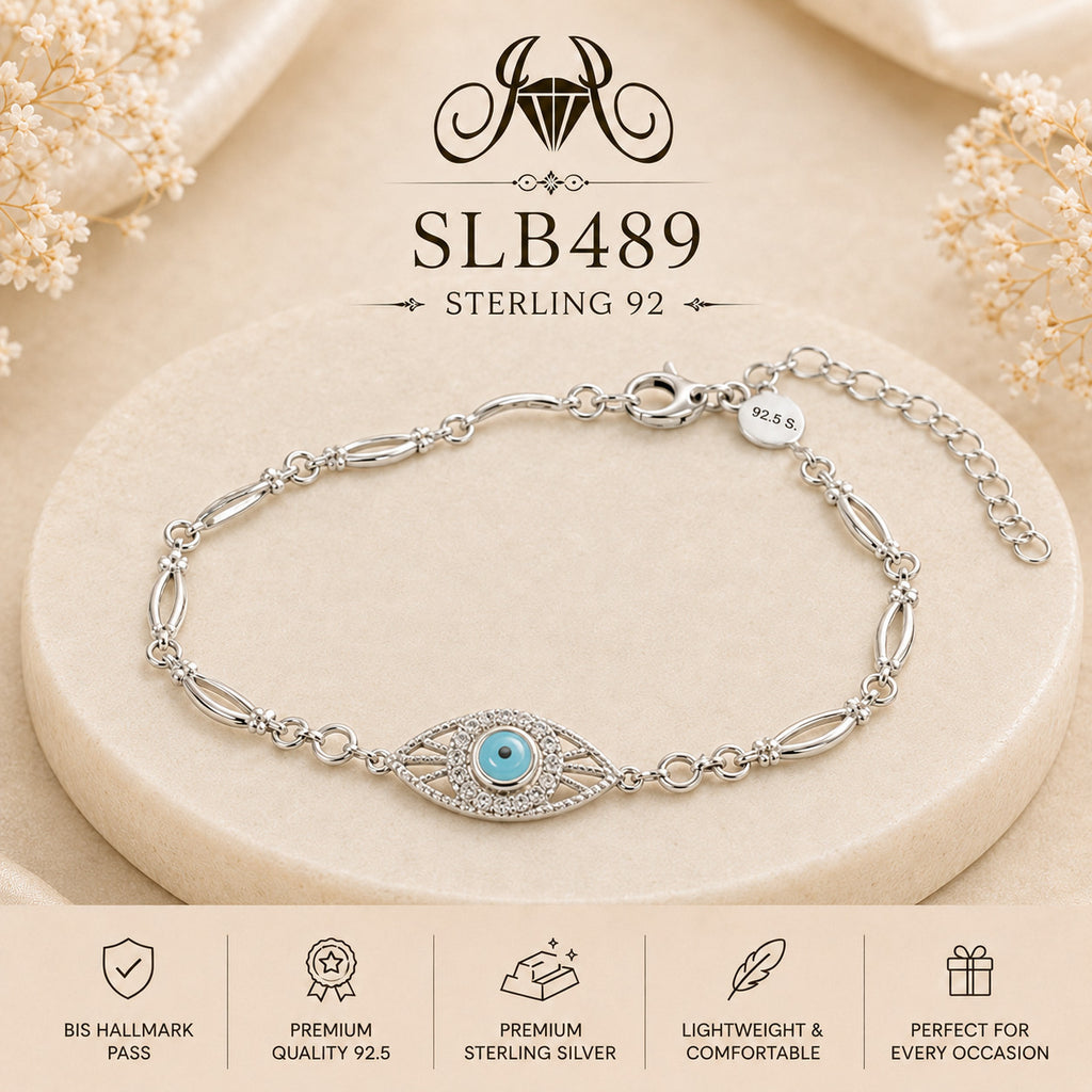 SLB489 92.5 sterling silver ladies chain bracelet portrait