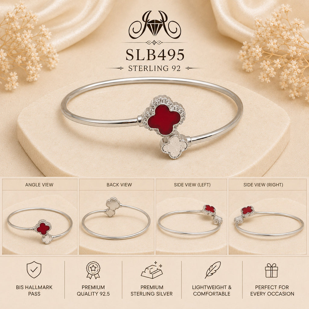 SLB495 sterling silver ladies kada bracelet collage views