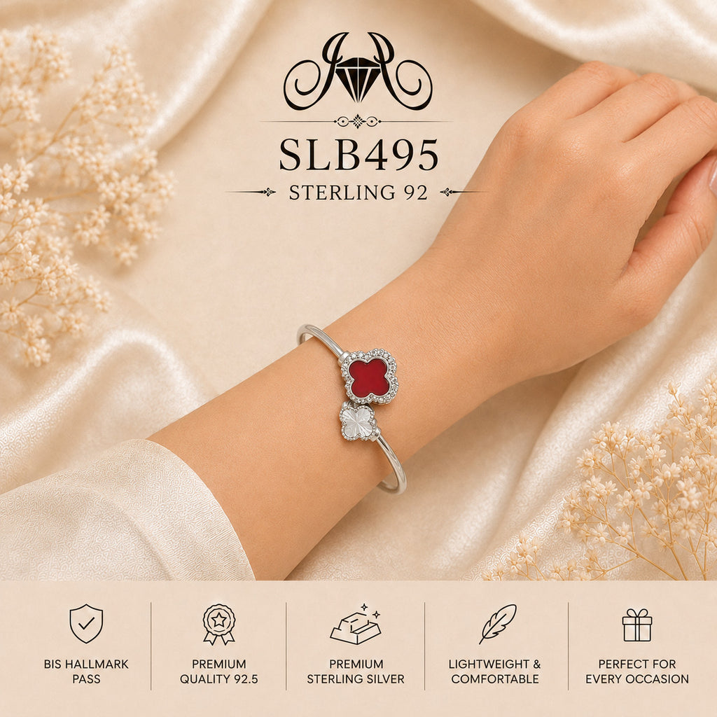 SLB495 sterling silver ladies kada bracelet wearing view