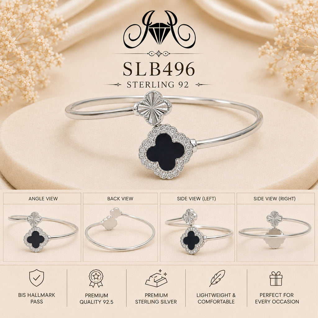 SLB496 sterling silver ladies kada bracelet collage views