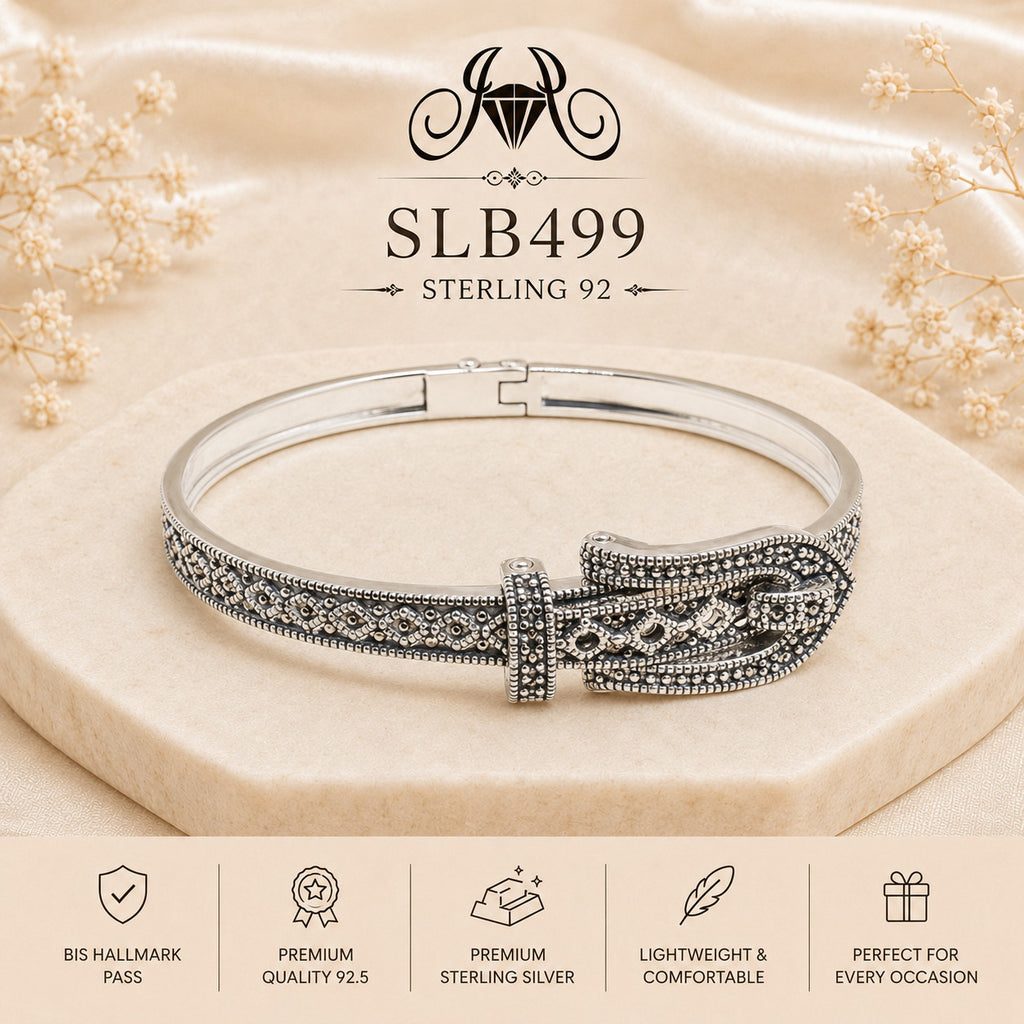 SLB499 sterling silver ladies kada bracelet portrait view