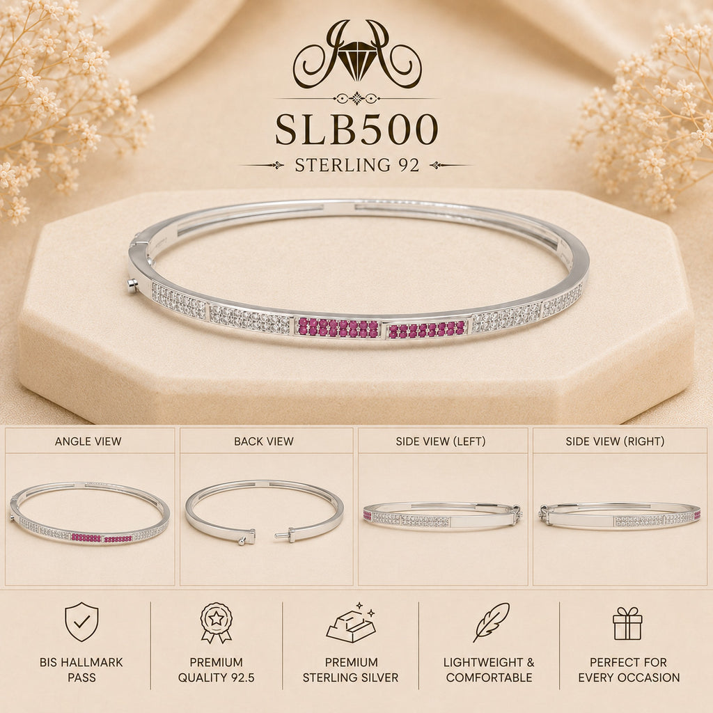 SLB500 sterling silver ladies kada bracelet collage views
