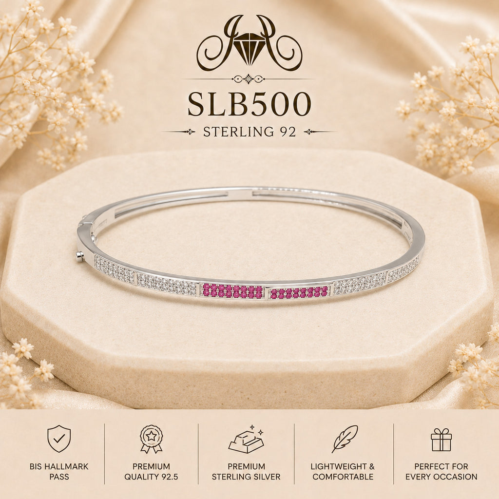 SLB500 sterling silver ladies kada bracelet portrait view
